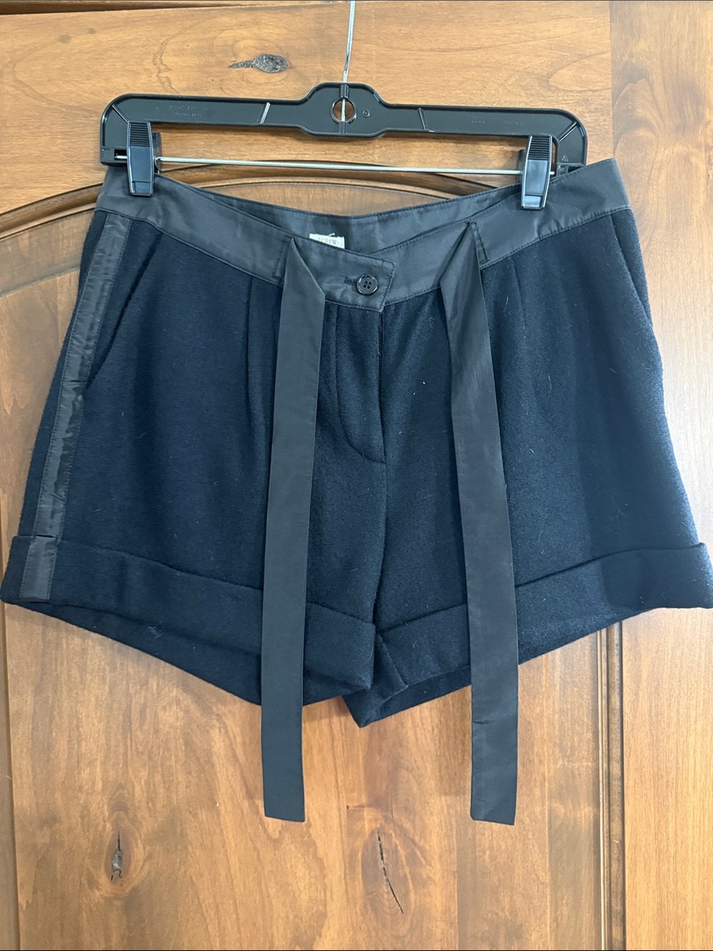 J. Crew Black High-Waist Tailored Tie-Waist Shorts